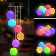 Color-Changing Crystal Ball Solar Wind Chimes Led Light Hanging Lamp Waterproof - £27.17 GBP