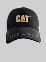 Cat Caterpillar Inc Trucker Hat Construction Tractor Mens Cap Hat Black Beige - £8.21 GBP