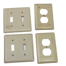 4 Lot Vintage Ge General Electric 2 Gang Switchplates &amp; 2 1975 Outlet Covers - £6.39 GBP