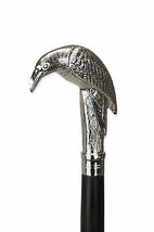 Raven Shape Walking Stick Vintage Style Handle Silver Polish Finish - £13.80 GBP