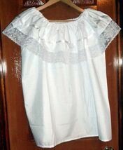 Womens White Off-Shoulder Ruffle Top Lace Ribbon Mexico Folklorico Fiest... - $25.25+