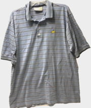 $9.99 Masters Logo Blue Stripes Golf 100% Cotton Augusta Shop Polo Shirt L - $9.89
