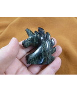 Y-UNIH-703) green Unicorn head rearing GEMSTONE carving figurine chess s... - €14,96 EUR