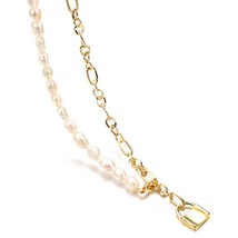 Natural Baroque Pearl Wrap Geometric Metal Necklace for Women Wedding Party Long - £16.99 GBP