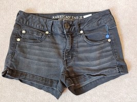 American Eagle Super Super Stretch Shortie Shorts Womens Size 4 Black - £17.40 GBP