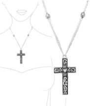 MOM Filigree Cross Pendant Necklace Silver - £11.85 GBP