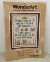 Wonderart Linen Sampler Kit Kitchen Saying Stamped Cross Stitch Needlecraft 1839 - $6.92