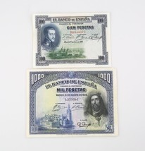 1925-1928 Spain 100 1000 Pesetas Notes Lot VF Banco de Espana Very Fine ... - $88.36