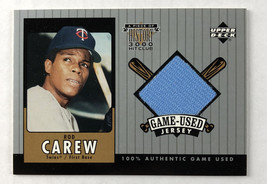 2000 Upper Deck Pros Prospects Rod Carew Game Used Jersey 300 Hit Club RC-J Twin - £23.35 GBP