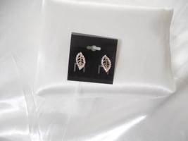 INC  3/4&quot; Gold Tone Paved Crystal Leaf Shaped Stud Earrings D169 - $12.47