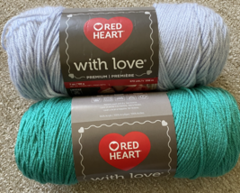 Red Heart with Love Yarn Choose Oxford or Jadeite 7 oz skeins Worsted Weight New - £3.97 GBP