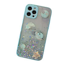 Anymob iPhone Case Sky Blue Cartoon Planet Glitter Soft Silicon Cover - £22.72 GBP