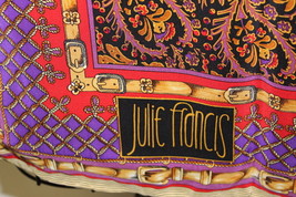 RETRO Designer Julie Francis Scarf Silk 42&quot; Sq. No Tags Belts Paisley Print - $30.29