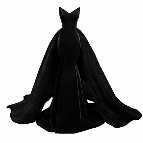 Sexy Mermaid Prom Dress Long Gothic Evening Gowns with Train Plus Size Black 20W