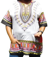 Womens WHITE Dashiki Shirt African Blouse Top Rap Rapper ~ FAST SHIPPING - $16.44 CAD