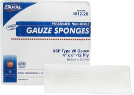 Type VII Gauze Sponges 4&quot; x 8&quot;. Case of 2000 12-ply X-Ray Detectable Gau... - £295.41 GBP