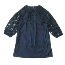 NWT J.Crew Short Eyelet Tunic in Navy Blue Organic Cotton Cover-Up Top XS - £35.28 GBP