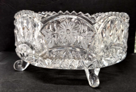 Sawtooth Rim Crystal Serving Bowl Floral Pattern 8 1/2&quot; X 4 1/2&quot; - $774.84 MXN