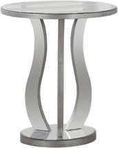 Accent End Table Mirrored, 24&quot; H, Brushed Silver - $282.99