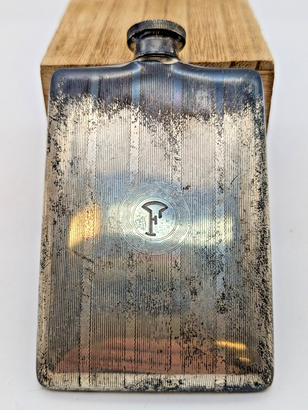 Primary image for Art deco sterling silver Hip flask Early 1900's