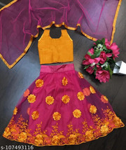 Embriodery Rose Fully Stitched Lehenga Choli Dupatta Set for Girls Rakhi... - $18.55