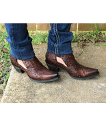 Lane Boots &quot;Summer Studs&quot; Brown Leather Ankle Boot~Boho Style~Heel Zipper - £254.79 GBP