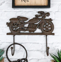 Rustic Cast Iron Retro Motorcycle Chopper Bike Wall Double Hooks Coat Hanger - £15.74 GBP