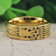 Tungsten Ring Jewelry Hot Sales 8MM Circuit Board His/Her Gold Color Pipe Mens F - £30.67 GBP