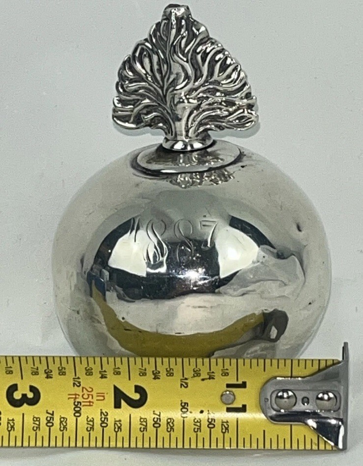 1887 Antique Heavy Sterling Silver Grenade Witch Ball Cigar Lighter Self Right Item image 3