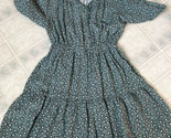 Gap Dress Size 8 Teal Green floral Knit Dress Tiered Skirt Button Front - $18.51