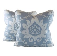 PR 24&quot; Designer Thibaut Cream &amp; Periwinkle Blue Bridgewater Damask Pillow Covers - $197.99