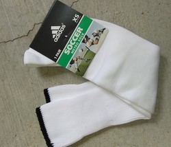 Adidas  Men&#39;s METRO SOCK Cushion White Black Design Soccer Socks Sz XS - £11.21 GBP