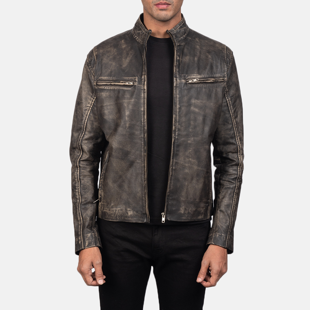 LE Ionic Vintage Brown Men Biker Leather Jacket