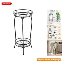 2-Tier Black Iron Plant Shelf - Lightweight, Rust-Resistant, Heavy-Duty ... - $58.36