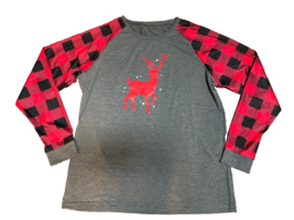new Christmas PAJAMA TOP women&#39;s sz XL  Reindeer Buffalo Plaid Pullover ... - €12,61 EUR