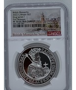 2022 Silver British Monarchs King James 1 Proof 70 Ultra Cameo First Releases  - £280.49 GBP