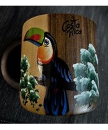 Wooden Costa Rica Souvenir Coffee Tea Mug With Hand Painted Toucan - £19.86 GBP