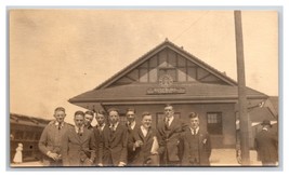 Vtg Snapshot Photo Group Photo Union Pacific Railroad Depot Roseburg Ore... - $33.11