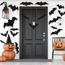 3D Halloween Hanging Bats Decoration Large Glittery Bat Wall Decal Stickers for  - $14.26