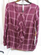 NWT Kensie Draped Plaid Top Cabernet Maroon Combo XS Org $79.00 - £6.06 GBP