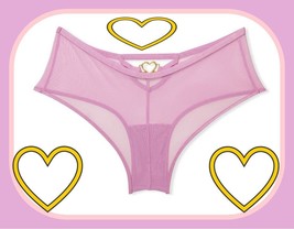 L Lilac All Mesh Gold Open Heart Very Sexy Victoria&#39;s Secret Cheeky Pantie Rare - £9.99 GBP