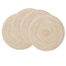 Four (4) COOLMADE ~ 15&quot; Round ~ BEIGE ~ Braided/Woven ~ Textured Placemats - €34,46 EUR
