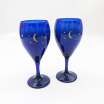Rio Grande Stoneware Blue Goblet Wine Glass Candles Set of 2 - $39.59