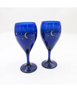 Rio Grande Stoneware Blue Goblet Wine Glass Candles Set of 2 - $39.59