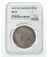 1895 PGV Puerto Rico Peso Silver Coin Graded AU-55 By NGC KM# 24 - $1,930.58