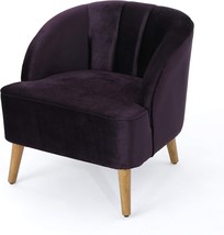 Modern Velvet Club Chair, Amaia, Blackberry/Walnut, Christopher Knight Home. - £180.62 GBP