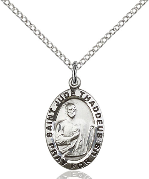 Sterling Silver St. Jude Pendant 3/4 x 1/2 inch with 18 inch Chain - $76.42