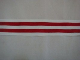 10 Yards Wholesale Roll White &amp; Red Striped Polyester grosgrain  Ribbon 1 1/4&quot; - $7.69