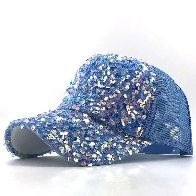 2020 NEW pearl Sequins Baseball Cap For Women Summer Cotton Hat Girls Snapback - £11.01 GBP