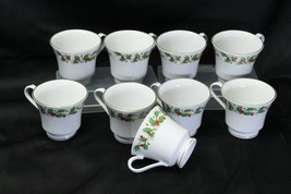 China Pearl Noel Christmas Cups Lot of 9 Brown Back Stamp - £21.97 GBP